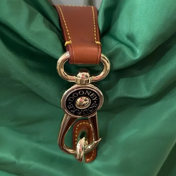 Dooney & Bourke Kelly Green Medium Logo Lock Nylon Hobo Bag with coin purse - Picture 2 of 5